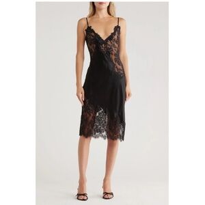 L'AGENCE Black Diya Silk Lace Dress